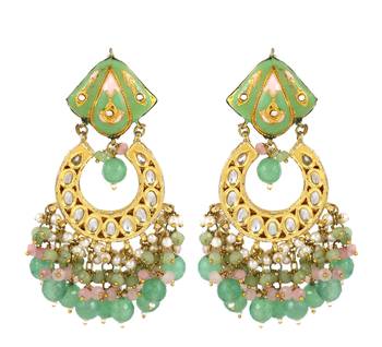 Kundan meena jhumka earrings 2