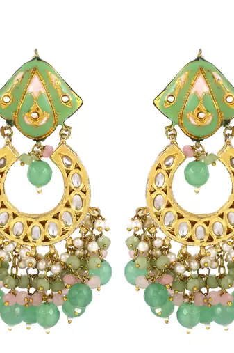 Kundan meena jhumka earrings