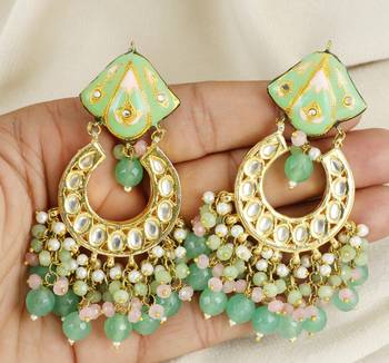 Kundan meena jhumka earrings 3