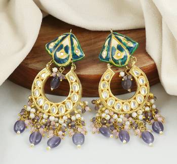 Green meena polki jhumka earrings 1