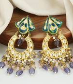 Green meena polki jhumka earrings
