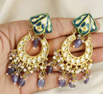 Green meena polki jhumka earrings 3