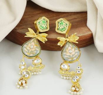 Meenakari polki dangle earrings 1