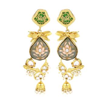 Meenakari polki dangle earrings 2