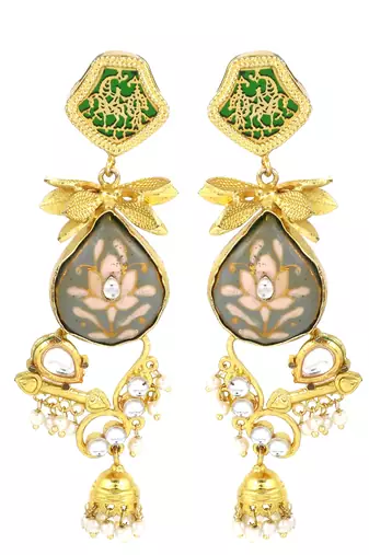 Meenakari polki dangle earrings