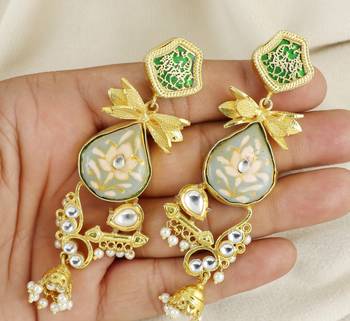 Meenakari polki dangle earrings 3