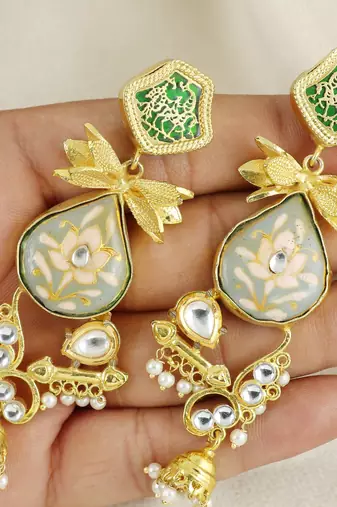 Meenakari polki dangle earrings