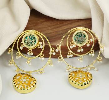 Polki yellow meena earrings 1