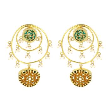 Polki yellow meena earrings 2
