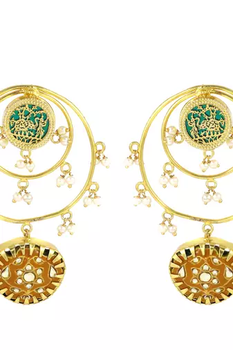 Polki yellow meena earrings