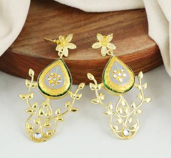 Gold finish meena vintage earrings 1