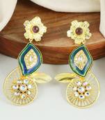 Gold finish polki meena earrings