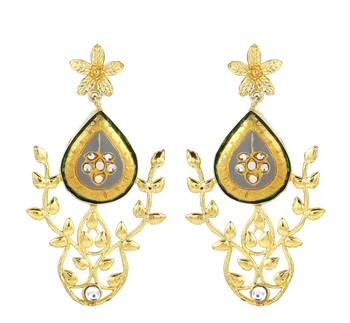 Gold finish meena vintage earrings 2