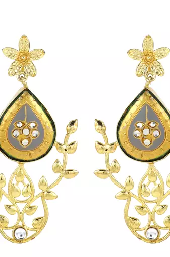 Gold finish meena vintage earrings
