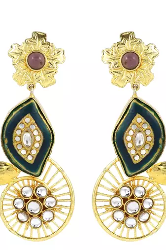 Gold finish polki meena earrings