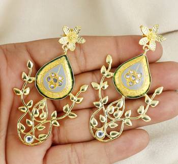 Gold finish meena vintage earrings 3