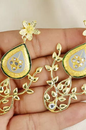 Gold finish meena vintage earrings