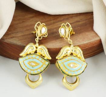 Kundan meena gold finish earrings 1