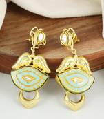 Kundan meena gold finish earrings