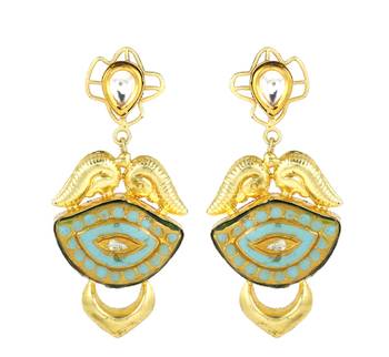 Kundan meena gold finish earrings 2