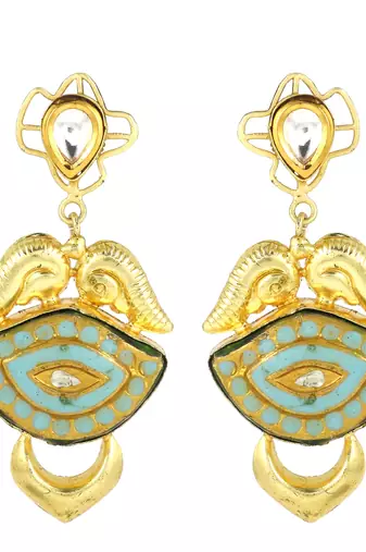 Kundan meena gold finish earrings