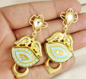 Kundan meena gold finish earrings 3