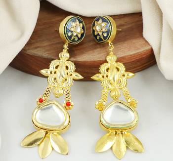 Polki meena gold finish earrings 1