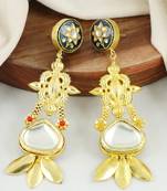 Polki meena gold finish earrings