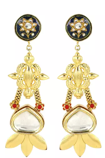 Polki meena gold finish earrings