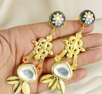 Polki meena gold finish earrings 3