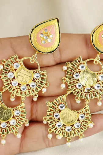 Handmade meena earrings