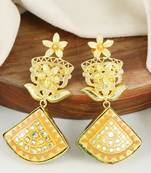 Gold finish flower earrings