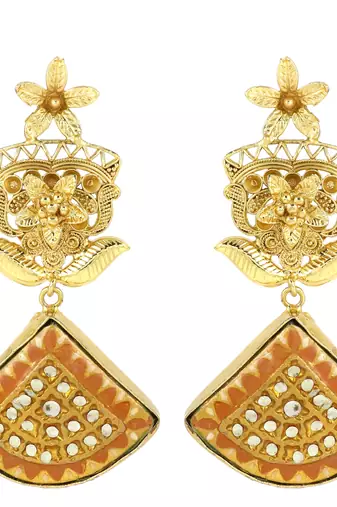 Gold finish flower earrings