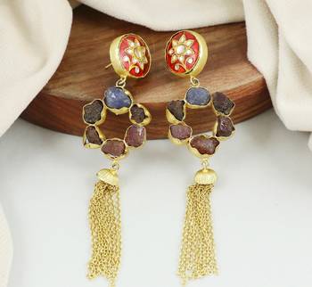 Gold finish garnet earrings 1