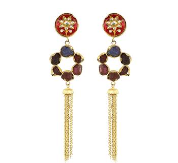 Gold finish garnet earrings 2