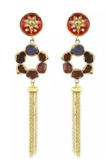 Gold finish garnet earrings