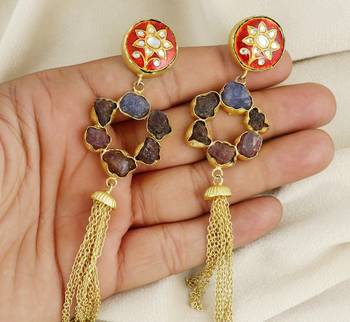 Gold finish garnet earrings 3