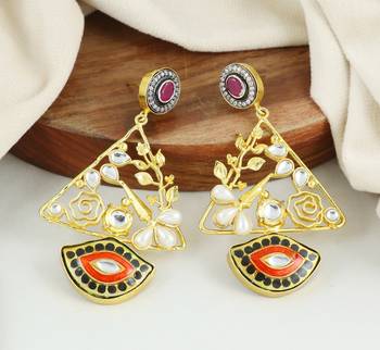 Gold finish triangle earrings 1