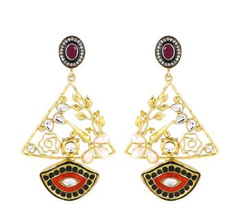 Gold finish triangle earrings 2