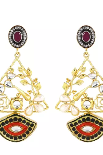 Gold finish triangle earrings