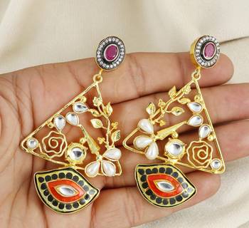 Gold finish triangle earrings 3