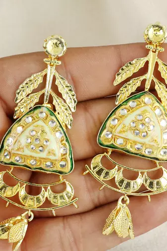 Gold finish designer earrings