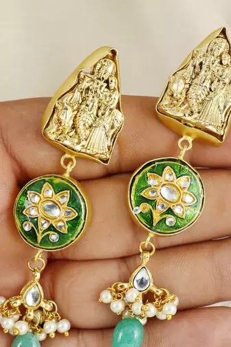 Gold finish traditional earrings