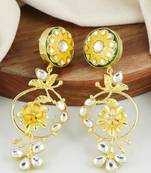 Gold meena flower earrings