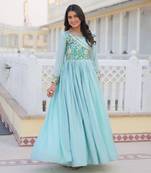 Women Long Gown With Attached Jacket with Hand Purse