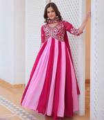 Full flared alia cut designer long gown with dupatta sets