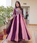 Full flared alia cut designer long gown with dupatta sets