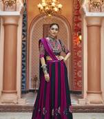 Multicolor Viscose Rayon Embroidery with Mirror Work Lehenga Choli with Dupatta Free size fully stitched