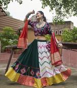 Multicolor Viscose Rayon Embroidered Work with Mirror Pasting All Over Lehenga with Choli with Dupatta