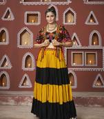 Multicolor Viscose Rayon Embroidery Waist Belt Lehenga with Embroidered All Over Mirror Work Choli & Jacket